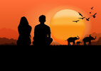 graphics-drawing-couple-boy-and-girl-sit-with-sunset-or-sunrise-background-and-light-orange-of...jpg