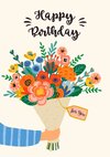 Premium Vector _ Happy birthday_ vector illustration of cute bouquet of flowers.jpeg